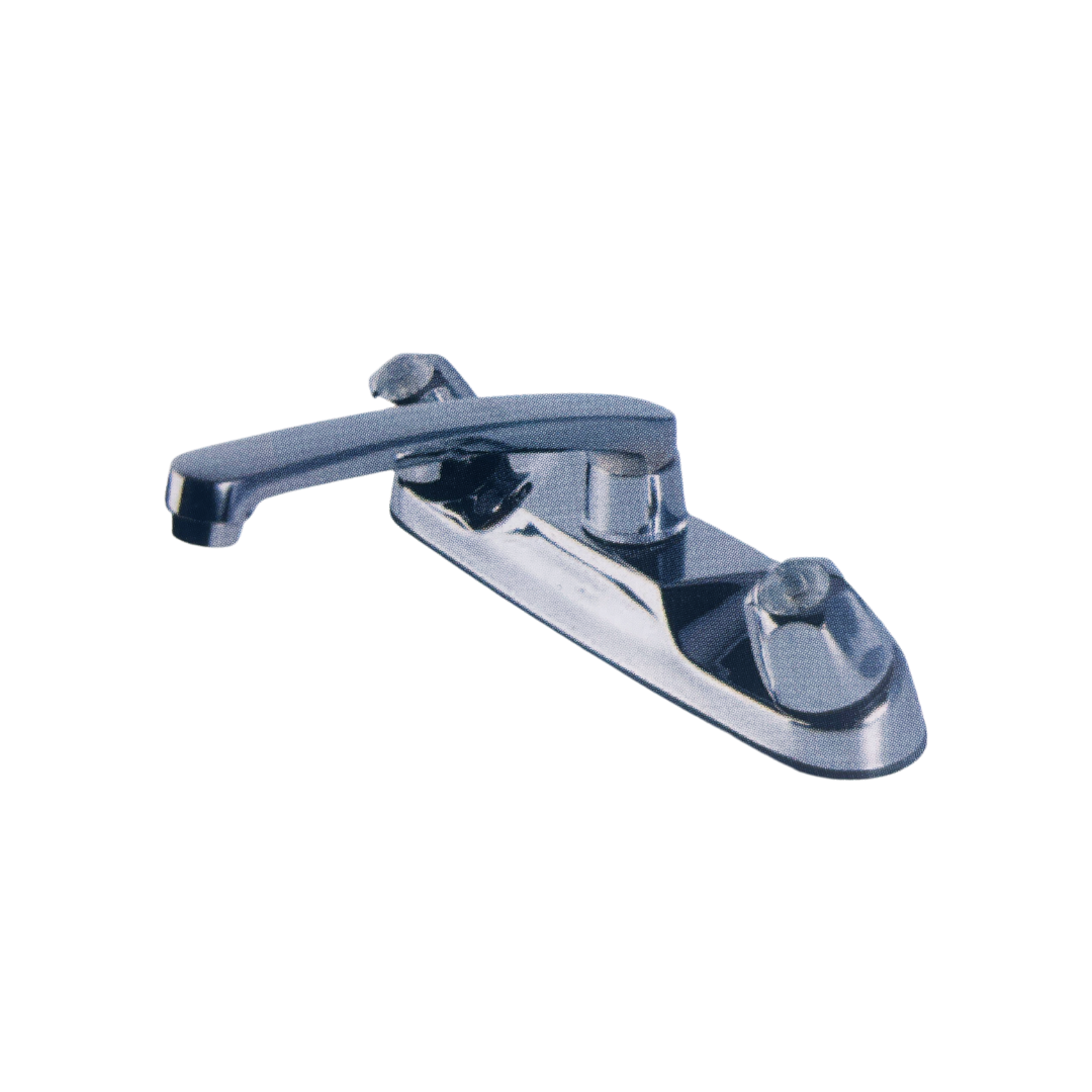 Deckmount Faucet 8" with replaceable stems, seats, handles and washers.